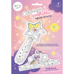 2 Coloriages gonflables - 1 Baguette magique lumineuse & 1 Couronne